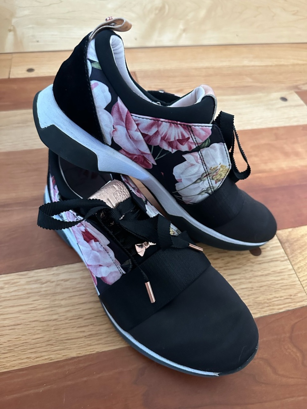 Black Floral Sneakers